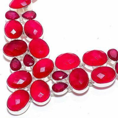 Rub 926b collier parure rubis 14x18mm grenat 78gr bijou ethnique achat vente argent 925