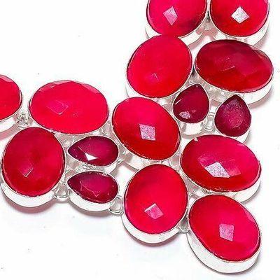 Rub 926c collier parure rubis 14x18mm grenat 78gr bijou ethnique achat vente argent 925