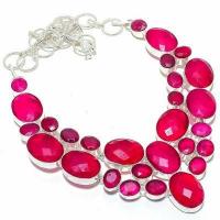 Rub 927a collier parure rubis 15x20mm 84gr bijou ethnique achat vente argent 925 