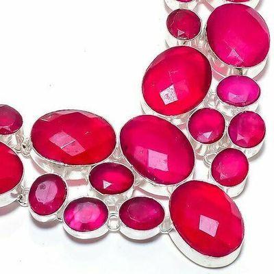 Rub 927c collier parure rubis 15x20mm 84gr bijou ethnique achat vente argent 925