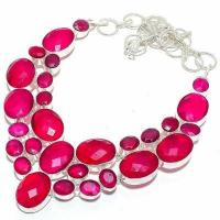 Rub 927d collier parure rubis 15x20mm 84gr bijou ethnique achat vente argent 925 