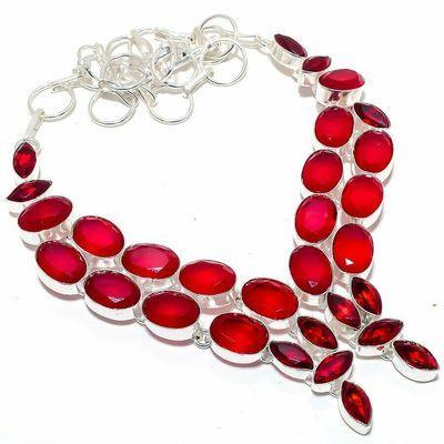 Rub 928a collier parure rubis grenat 10x15m 68gr bijou ethnique achat vente argent 925 