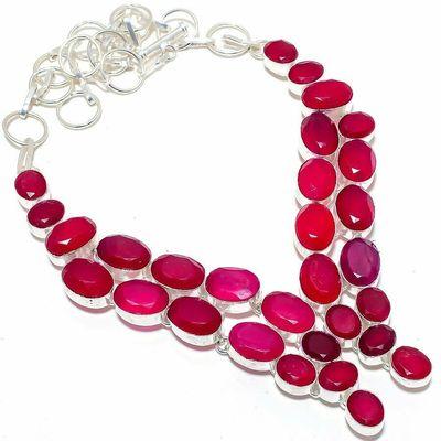 Rub 929a collier parure rubis 10x15m 75gr bijou ethnique achat vente argent 925