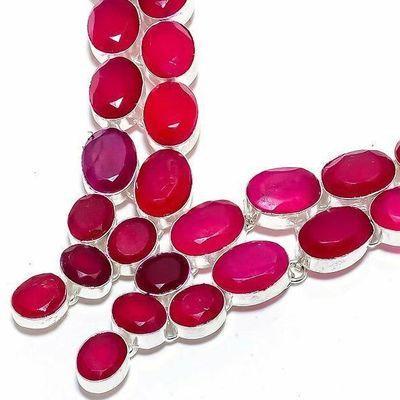 Rub 929b collier parure rubis 10x15m 75gr bijou ethnique achat vente argent 925 