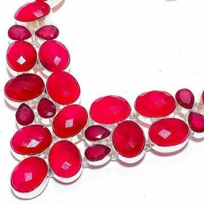 Rub 930b collier parure rubis grenat 10x15m 60gr bijou ethnique achat vente argent 925