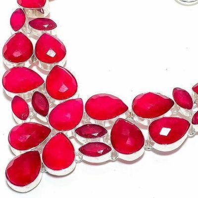 Rub 931b collier parure rubis 14x18mm grenat 62gr bijou ethnique achat vente argent 925 