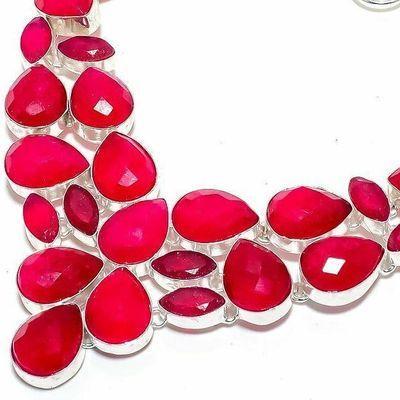 Rub 931b collier parure rubis 14x18mm grenat 62gr bijou ethnique achat vente argent 925