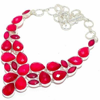 Rub 931d collier parure rubis 14x18mm grenat 62gr bijou ethnique achat vente argent 925
