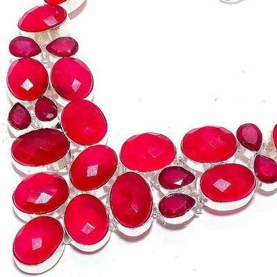 Rub 932b collier parure rubis 14x18mm grenat 80gr bijou ethnique achat vente argent 925