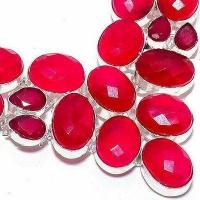 Rub 932c collier parure rubis 14x18mm grenat 80gr bijou ethnique achat vente argent 925 