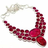 Rub 944a collier parure rubis 30x25m 74gr cachemire bijou ethnique achat vente argent 925 