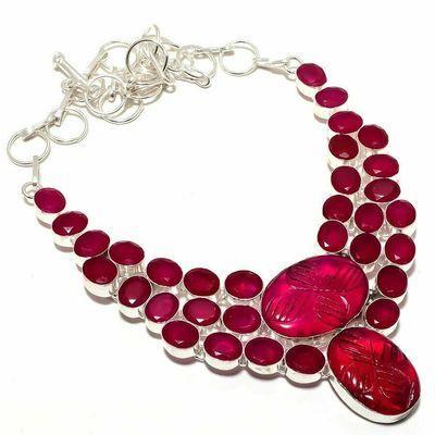 Rub 944b collier parure rubis 30x25m 74gr cachemire bijou ethnique achat vente argent 925 