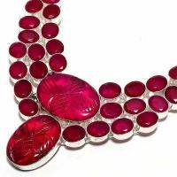 Rub 944b collier parure rubis 30x25m 74gr cachemire bijou ethnique achat vente argent 925 