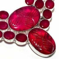 Rub 944c collier parure rubis 30x25m 74gr cachemire bijou ethnique achat vente argent 925 