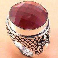 Rub 946f bague chevaliere t56 rubis 20mm 17gr medievale bijou argent925