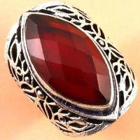 Rub 949a bague chevaliere t56 rubis 13x25mm 14gr medievale bijou argent925