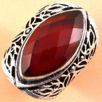 Rub 949b bague chevaliere t56 rubis 13x25mm 14gr medievale bijou argent925 1