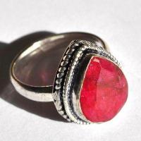 Rub 956a bague chevaliere anneau t52 60 rubis 10x15mm 6gr medievale bijou argent925