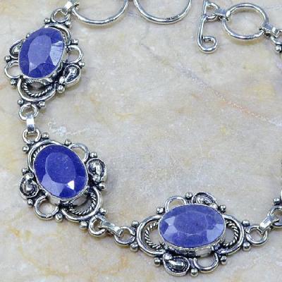 SA-0314 - BRACELET en SAPHIR Bleu du cachemire - Argent 925 - 110 carats - 22 gr