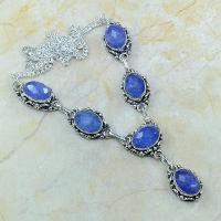 Sa 0342a collier parure sautoir saphir cachemire argent 925 achat vente