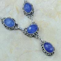 Sa 0342c collier parure sautoir saphir cachemire argent 925 achat vente