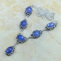 Sa 0342d collier parure sautoir saphir cachemire argent 925 achat vente