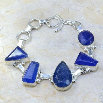SA-0343 - BRACELET en SAPHIR Bleu du cachemire - Argent 925 - 145 carats - 29 gr