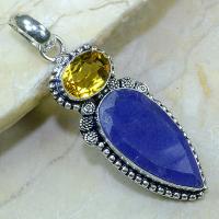 Sa 0344a pendant pendentif saphir citrine cachemir argent 925 achat vente