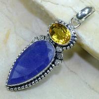 Sa 0344b pendant pendentif saphir citrine cachemir argent 925 achat vente