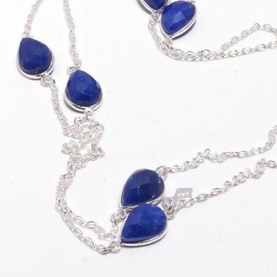 Sa 0405b collier sautoir 90cm saphir 10x15mm 17gr achat vente bijou 1900 ethnique argent 925