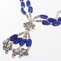 Sa 0406b collier parure 2rangs saphir 10x15mm 56gr pendants elephants vente ethnique argent 925