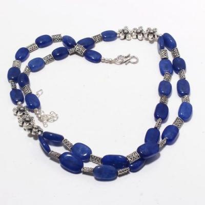 Sa 0407a collier parure 2rangs saphir bleu 10x15mm 46gr achat vente bijou ethnique argent 925