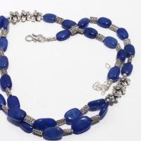 Sa 0407b collier parure 2rangs saphir bleu 10x15mm 46gr achat vente bijou ethnique argent 925