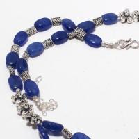 Sa 0407c collier parure 2rangs saphir bleu 10x15mm 46gr achat vente bijou ethnique argent 925