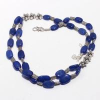 Sa 0407d collier parure 2rangs saphir bleu 10x15mm 46gr achat vente bijou ethnique argent 925