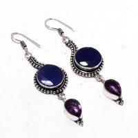 Sa 0411a boucles oreilles saphir amethyste 10x15mm 14gr achat vente bijou ethnique argent 925