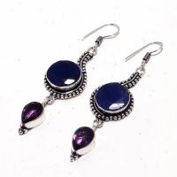 Sa 0411b boucles oreilles saphir amethyste 10x15mm 14gr achat vente bijou ethnique argent 925