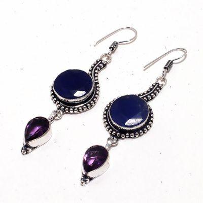 Sa 0411c boucles oreilles saphir amethyste 10x15mm 14gr achat vente bijou ethnique argent 925