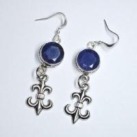 Sa 0414a boucles oreilles saphir royal fleur de lys 15mm achat vente bijou argent 925