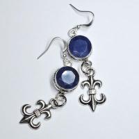 Sa 0414b boucles oreilles saphir royal fleur de lys 15mm achat vente bijou argent 925