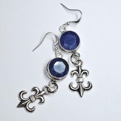 Sa 0414c boucles oreilles saphir royal fleur de lys 15mm achat vente bijou argent 925