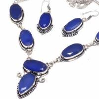 Sa 0416b collier boucles oreilles saphir 12x22mm 48gr achat vente bijou ethnique argent 925