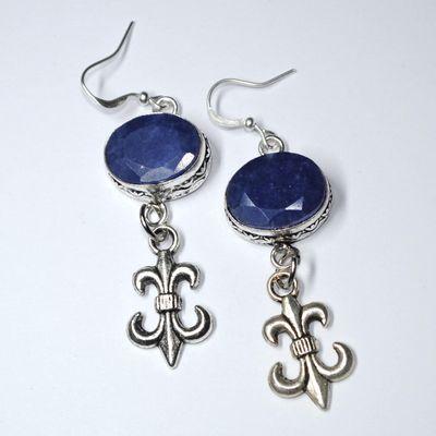 Sa 0416e boucles oreilles saphir royal fleur de lys 10x15mm achat vente bijou argent 925