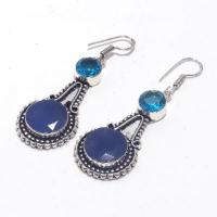 Sa 0423b boucles oreilles saphir topaze bleue 8 15mm achat vente bijou argent 925