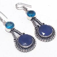 Sa 0423c boucles oreilles saphir topaze bleue 8 15mm achat vente bijou argent 925