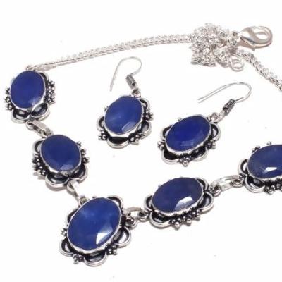 Sa 0426b collier boucles oreilles saphir 14x18mm achat vente bijou argent 925