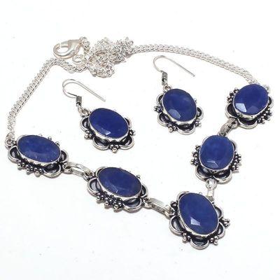 Sa 0433a collier boucles oreilles parure saphir 12x16mm 37gr achat vente bijou ethnique argent 925