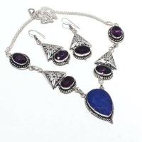 Sa 0435a collier boucles oreilles amethyste saphir 20x30mm 40gr achat vente bijou argent 926