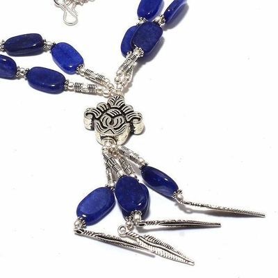 Sa 0446c collier sautoir saphir 10x15mm 57gr pendants plumes achat vente bijou 1900 argent 925