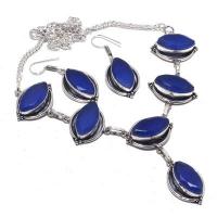 Sa 0465a collier boucles oreilles saphir bleu 41gr 10x20mm achat vente bijou ethnique argent 925